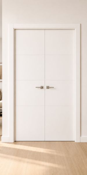 Puerta de doble hoja para salón lacada blanca