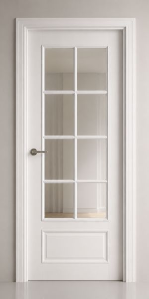 Puerta lacada blanca con vidriera