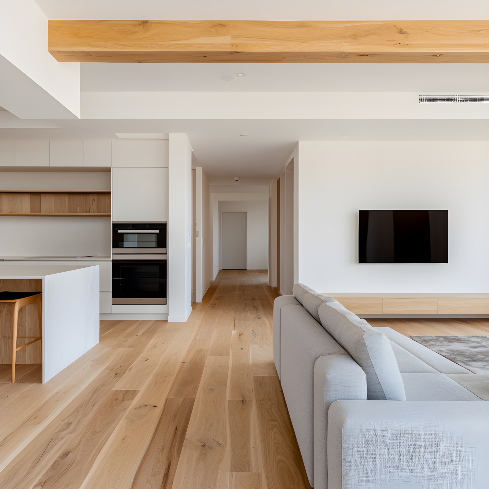 Parquet natural en ático moderno