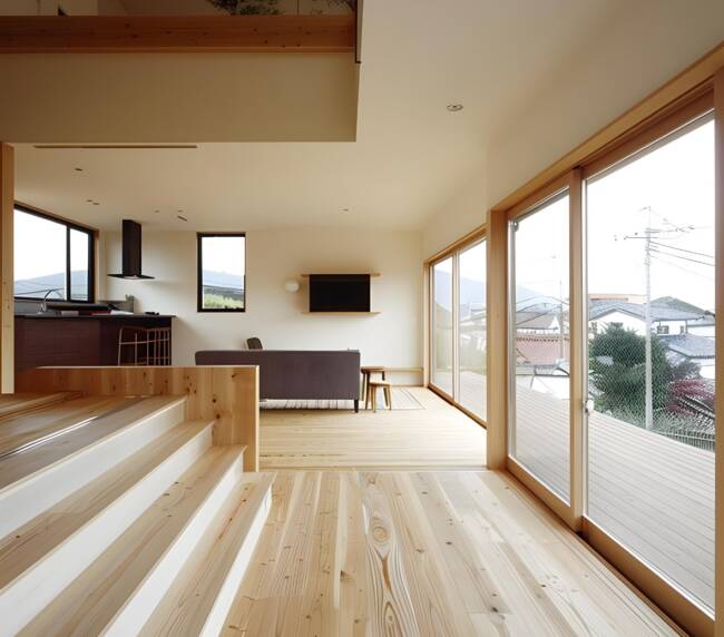 Suelo de madera natural en vivienda unifamiliar
