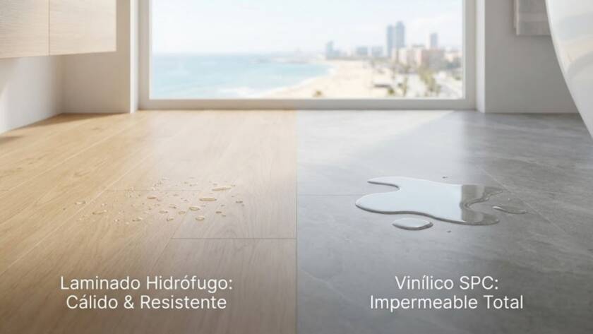 Para combatir estos problemas de humedad en el suelo, el mercado actual nos ofrece dos grandes contendientes que a menudo generan confusión: el suelo vinílico de núcleo rígido (SPC) y el laminado con tratamiento hidrófugo. Elegir el suelo resistente a la humedad adecuado no es solo una cuestión estética, sino una decisión estratégica para garantizar la durabilidad de tu inversión en nuestra zona climática.