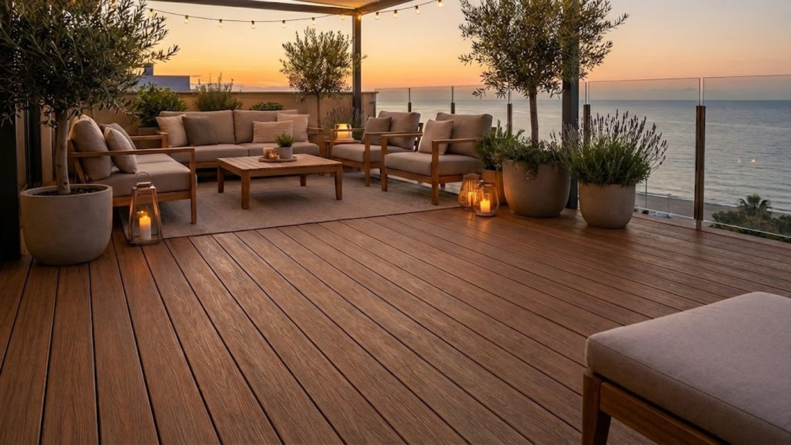 Tarima para una terraza con vistas al mar