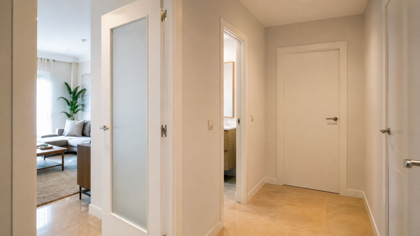Sustitución de puertas de sapelly por puertas lacadas blancas en Cornellà