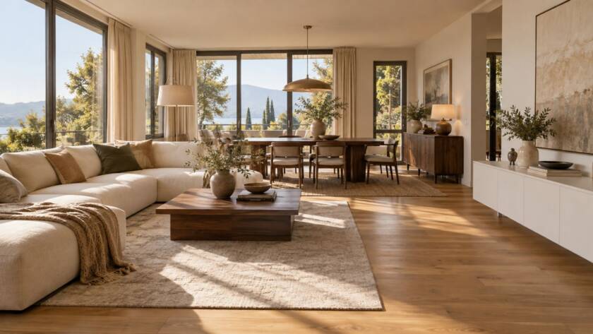 Descubre cuándo elegir muebles blancos o de madera según el color del parquet y la luz de la vivienda.